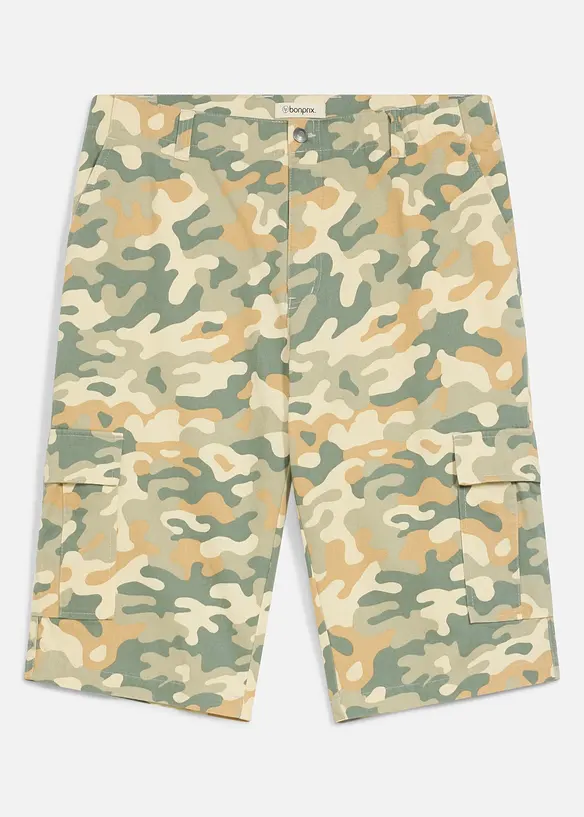 Cargo-Longbermuda, Loose Fit in beige von vorne - bonprix