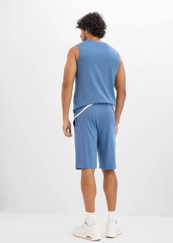Muskelshirt und kurze Hose (2-tlg.Set) in blau von hinten (Totalaufnahme) - bonprix