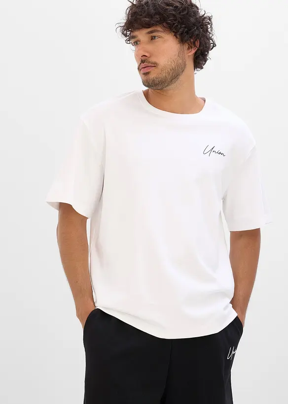 T-Shirt aus schwerer Bio-Baumwollqualität (2er Pack) in schwarz von vorne (im Anschnitt) - bonprix
