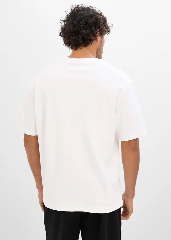 T-Shirt aus schwerer Bio-Baumwollqualität (2er Pack) in schwarz von hinten (im Anschnitt) - bonprix