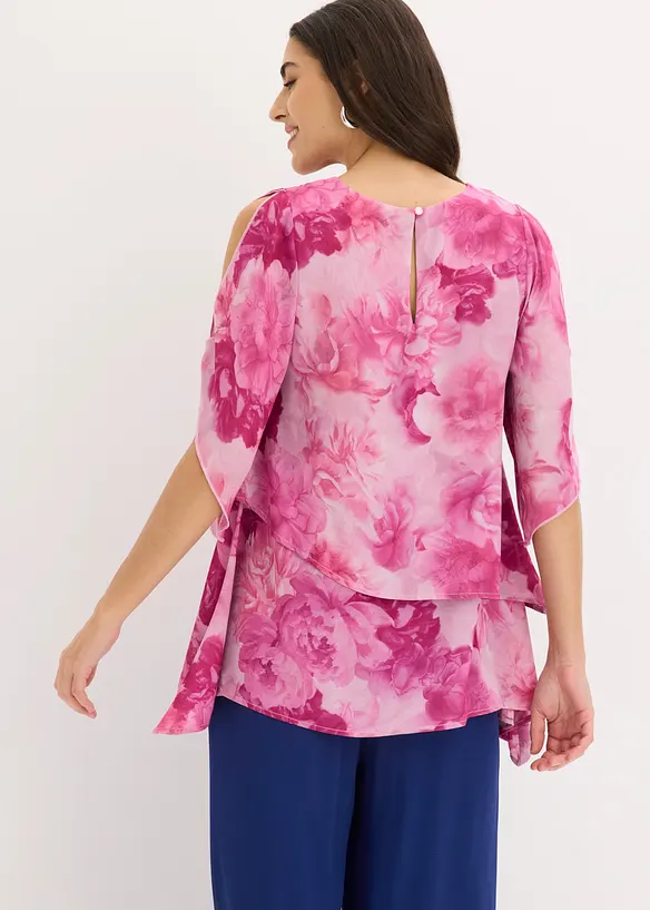 Zipfelbluse im Lagen-Look in rosa von hinten (im Anschnitt) - bonprix