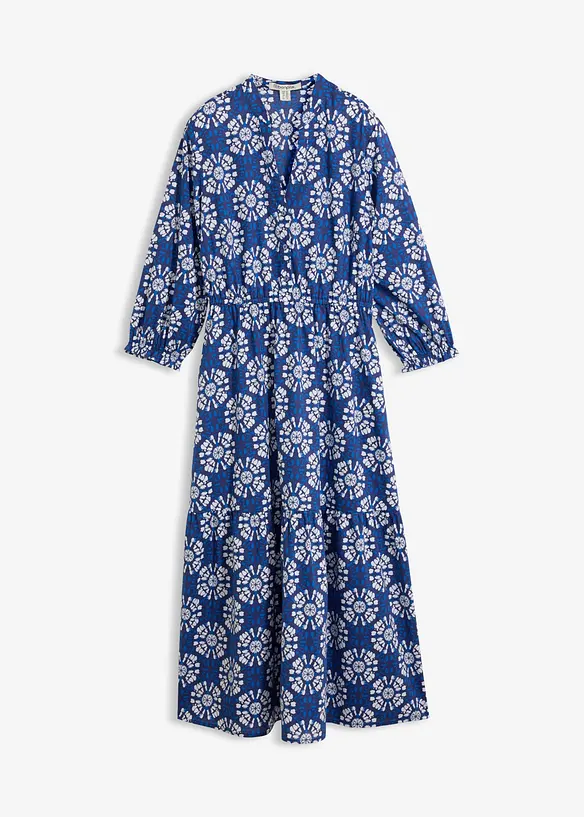 Weites Midikleid aus reiner Bio-Baumwolle in blau von vorne - bonprix Weites Midikleid aus reiner Bio-Baumwolle in blau von vorne - bonprix