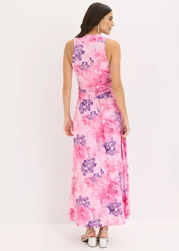 Maxikleid aus feinem Jersey mit Accessoir-Detail in rosa von hinten (Totalaufnahme) - bonprix Maxikleid aus feinem Jersey mit Accessoir-Detail in rosa von hinten (Totalaufnahme) - bonprix