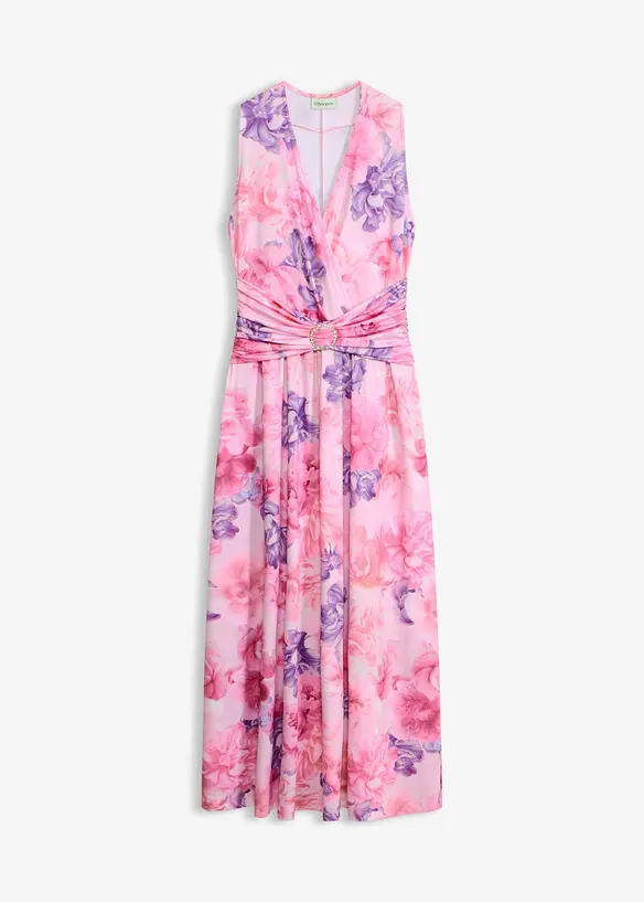 Maxikleid aus feinem Jersey mit Accessoir-Detail in rosa von vorne - bonprix Maxikleid aus feinem Jersey mit Accessoir-Detail in rosa von vorne - bonprix