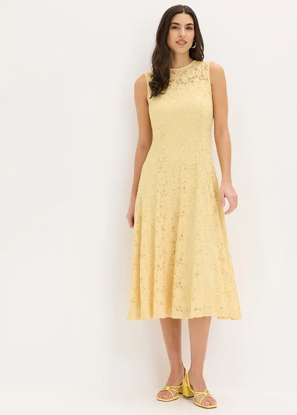 Spitzenkleid in Midi-Länge in gelb von vorne (Totalaufnahme) - bonprix Spitzenkleid in Midi-Länge in gelb von vorne (Totalaufnahme) - bonprix