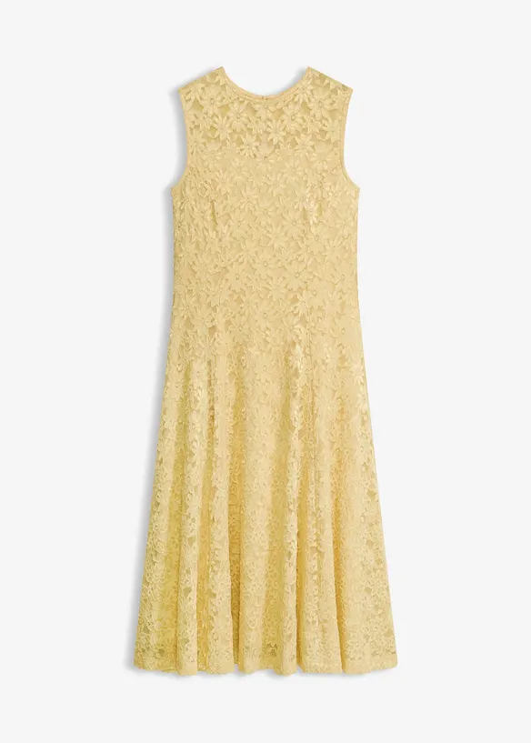 Spitzenkleid in Midi-Länge in gelb von vorne - bonprix Spitzenkleid in Midi-Länge in gelb von vorne - bonprix