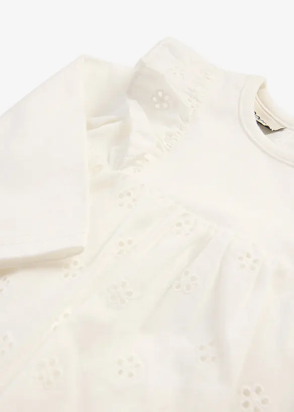 Baby Bodykleid aus reiner Baumwolle mit Spitze in weiß - bonprix