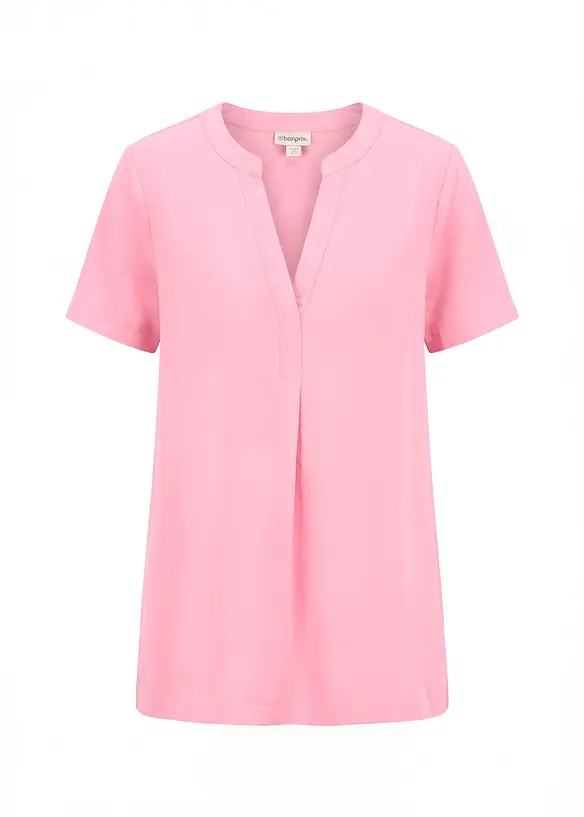Long-Tunika aus reiner Viskose in rosa von vorne - bonprix