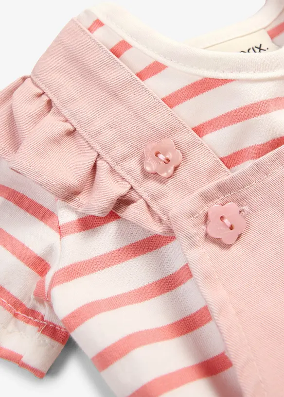 Baby Body und Latzkleid aus reiner Baumwolle (2-tlg.Set) in rosa - bonprix