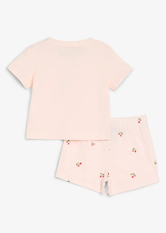 Baby T- Shirt und kurze Hose aus reiner Bio-Baumwolle (2-tlg.Set) in rosa von hinten - bonprix