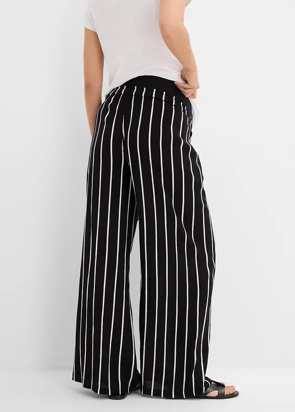 Weite Umstandshose aus Viscose-Crepe in schwarz von hinten - bonprix
