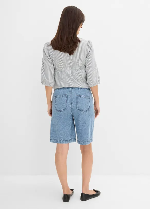 Lockere Umstandsbermuda- Shorts in blau von hinten - bonprix