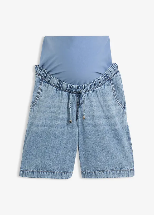 Lockere Umstandsbermuda- Shorts in blau von vorne - bonprix
