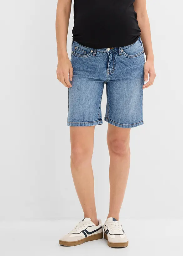 2-in-1 Umstandsbermudashorts für die Schwangerschaft und danach in blau von vorne - bonprix