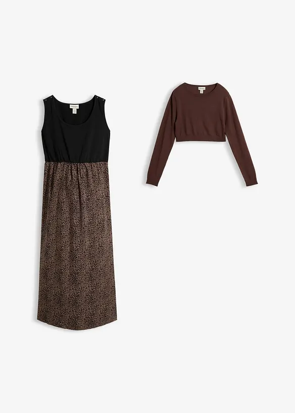 3-in-1 Set aus Pullover und Umstandskleid mit Stillfunktion (2-tlg.Set) in braun von vorne - bonprix