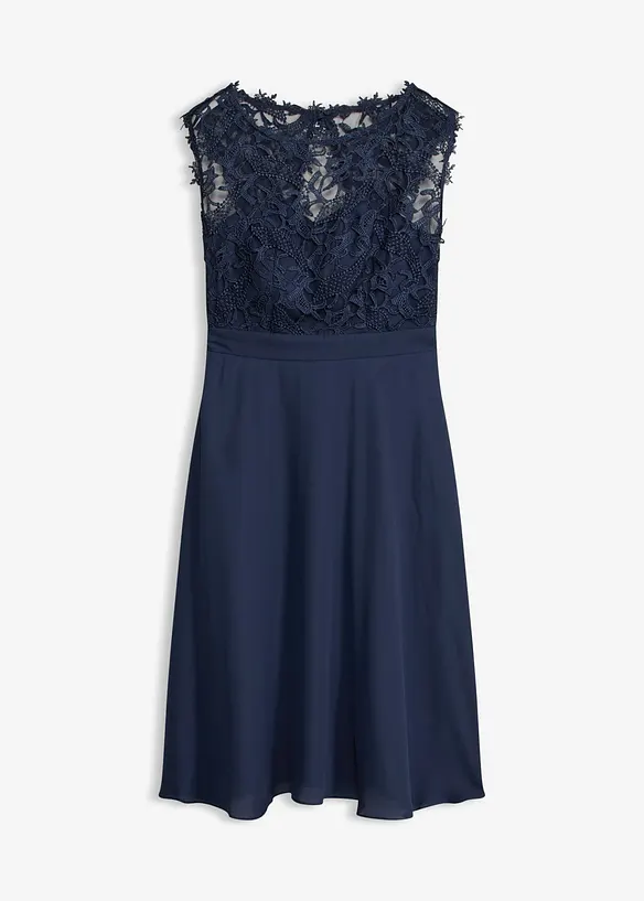 Minikleid mit Spitze in blau von vorne - bonprix