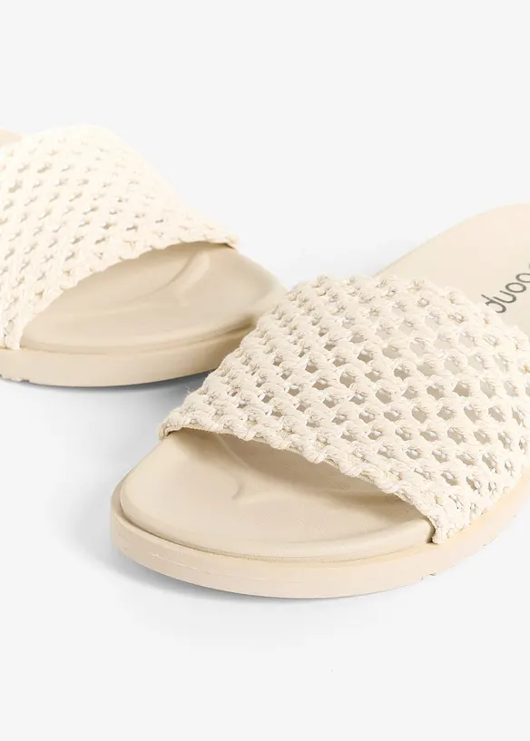 Pantoletten in Häkel-Optik in beige - bonprix