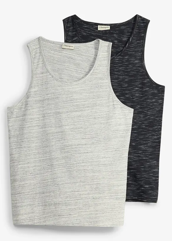 Tanktop (2er Pack) in schwarz von vorne - bonprix