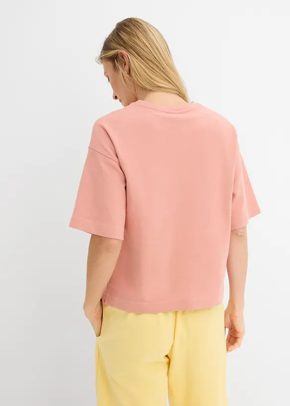 Boxy-Shirt aus schwerer Bio-Baumwolle in rosa von hinten (im Anschnitt) - bonprix