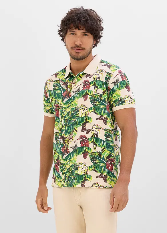 Poloshirt aus reiner Bio-Baumwolle, Kurzarm in weiß von vorne (im Anschnitt) - bonprix
