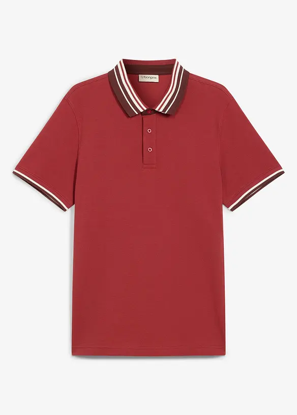 Piqué-Poloshirt aus reiner Bio-Baumwolle in rot von vorne - bonprix