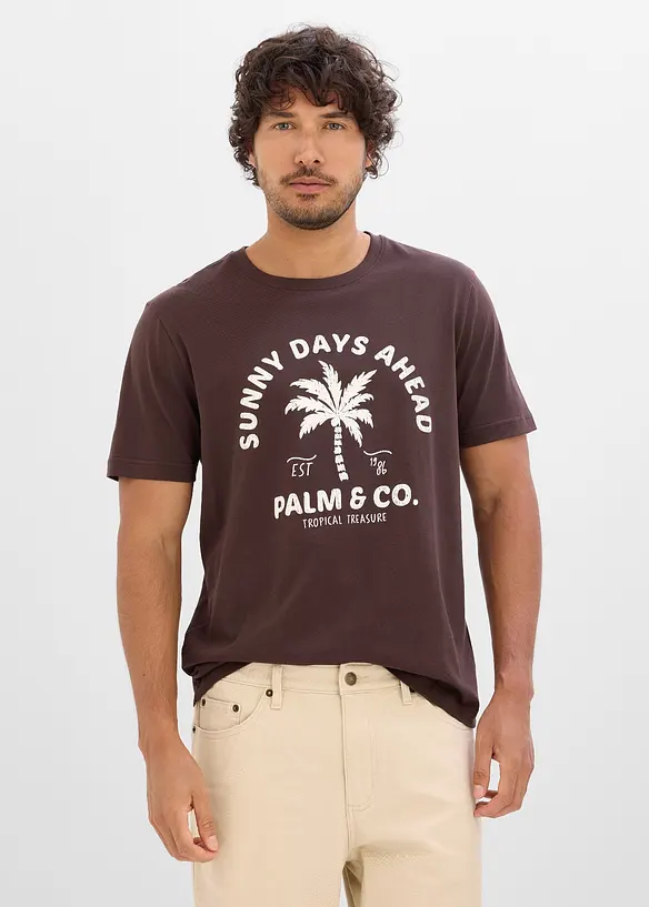 T-Shirt aus reiner Baumwolle in braun von vorne (im Anschnitt) - bonprix