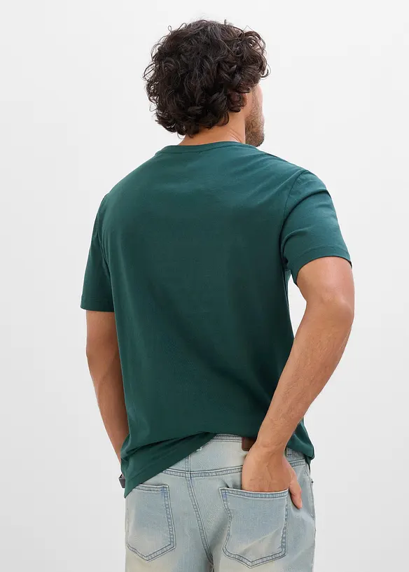 T-Shirt aus reiner Baumwolle in grün von hinten (im Anschnitt) - bonprix