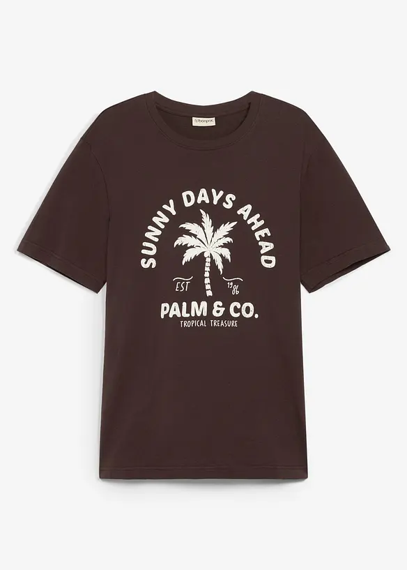 T-Shirt aus reiner Baumwolle in braun von vorne - bonprix