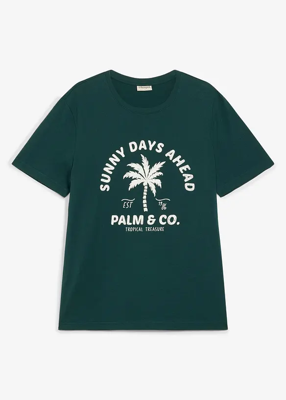 T-Shirt aus reiner Baumwolle in grün von vorne - bonprix