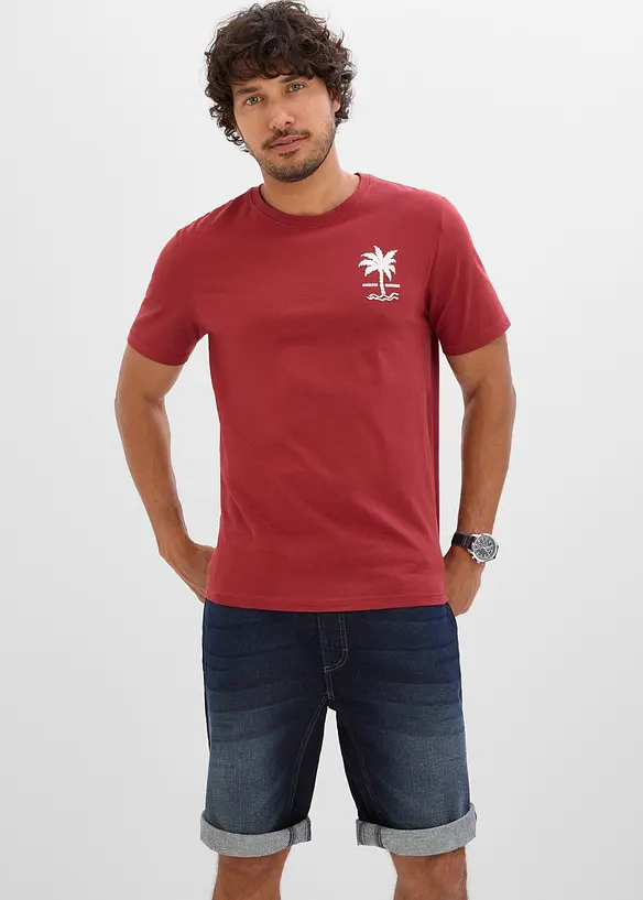 T-Shirt aus reiner Baumwolle in rot von vorne (im Anschnitt) - bonprix