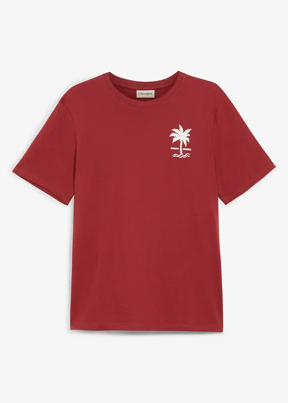 T-Shirt aus reiner Baumwolle in rot von vorne - bonprix