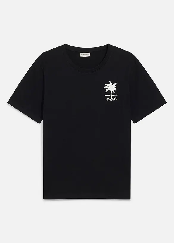 T-Shirt aus reiner Baumwolle in schwarz von vorne - bonprix