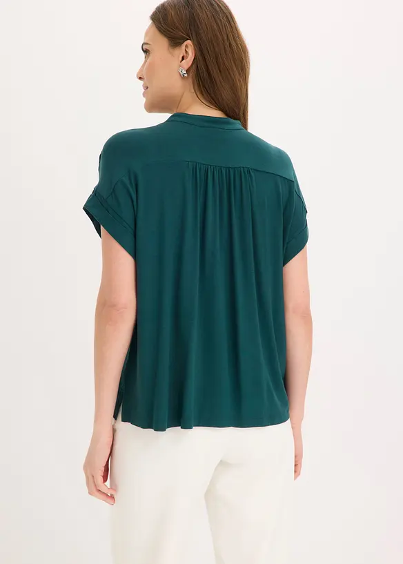 Shirtbluse aus softem Viskose Mix in grün von hinten (im Anschnitt) - bonprix Shirtbluse aus softem Viskose Mix in grün von hinten (im Anschnitt) - bonprix