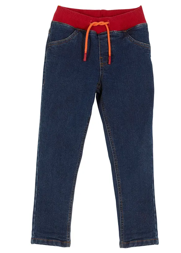 Jungen Thermojeans mit Jerseyfutter in blau von vorne - bonprix