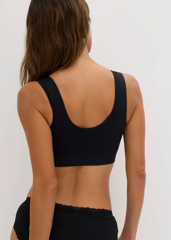 Feel Comfort Seamless Bustier (2er Pack) in schwarz von hinten (im Anschnitt) - bonprix
