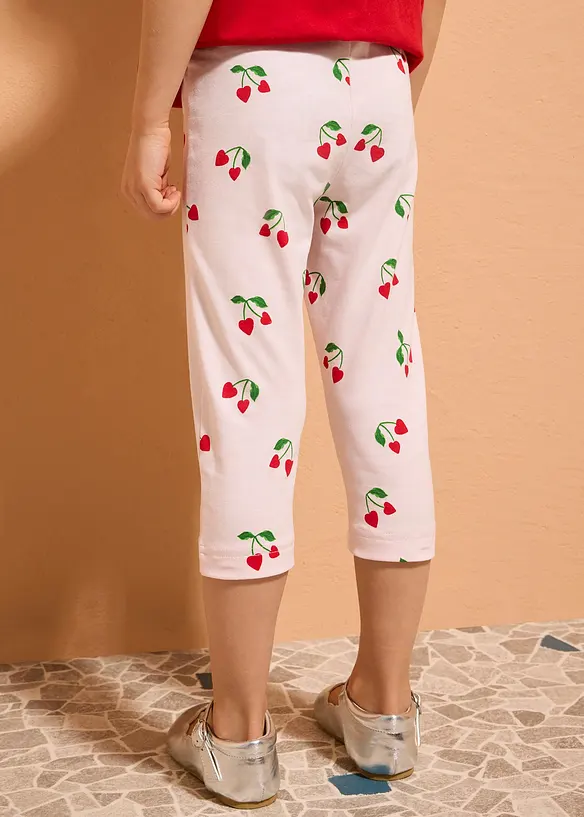 Capri-Leggings aus elastischem Bio-Baumwoll-Mix (3er Pack) in rot von hinten - bonprix
