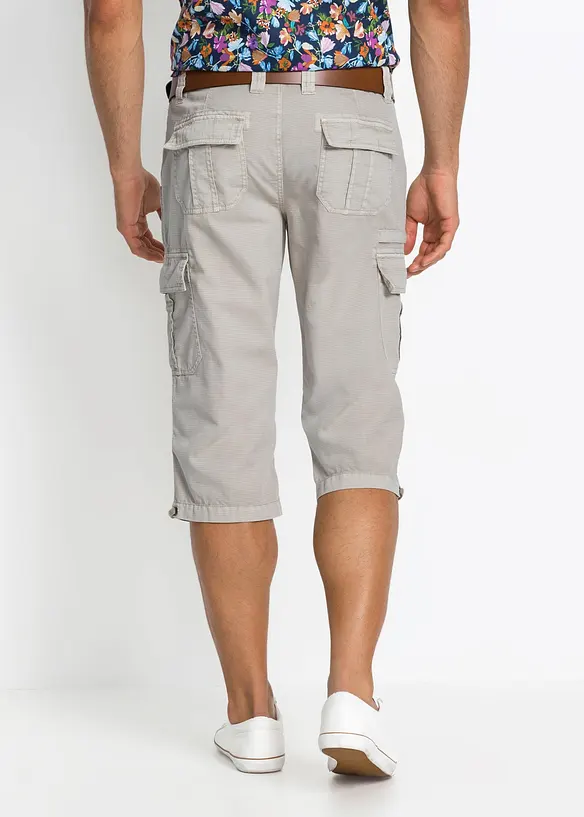 Cargo-Long-Bermuda aus reiner Baumwolle in Regular-Fit in grau von hinten - bonprix