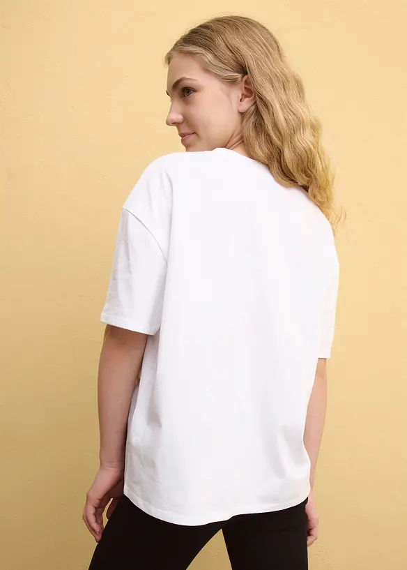 Hello Kitty Oversize-Shirt aus reiner Baumwolle in weiß von hinten (im Anschnitt) - Hello Kitty