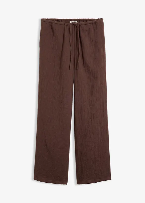 Musselin-Hose aus reiner Baumwolle in braun von vorne - bonprix