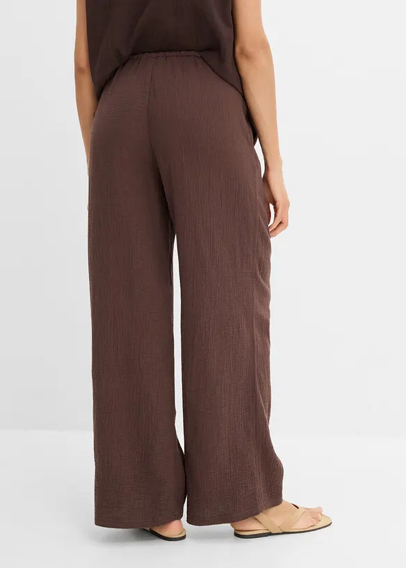 Musselin-Hose aus reiner Baumwolle in braun von hinten - bonprix