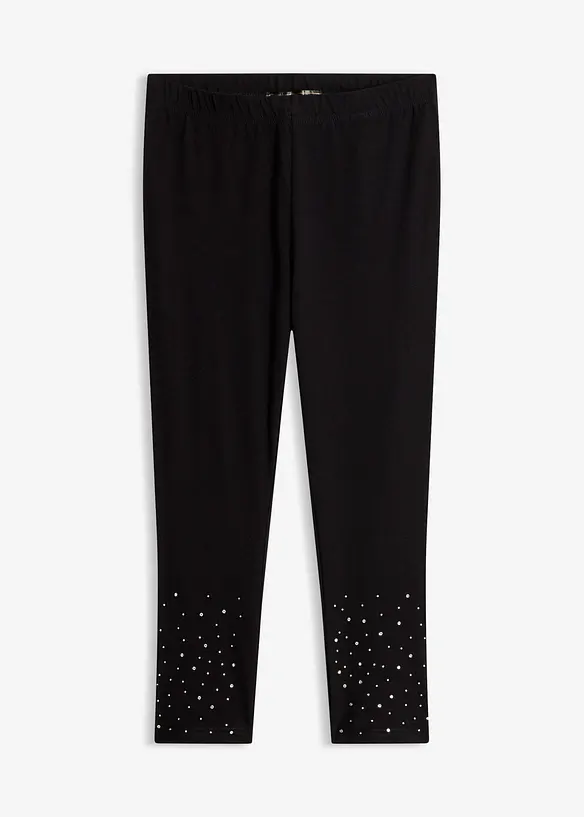 Capri-Leggings aus elastischem Baumwoll-Mix in schwarz von vorne - bonprix
