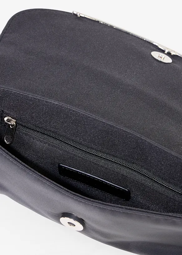 Clutch mit Strassverzierung in schwarz geöffnet - bonprix