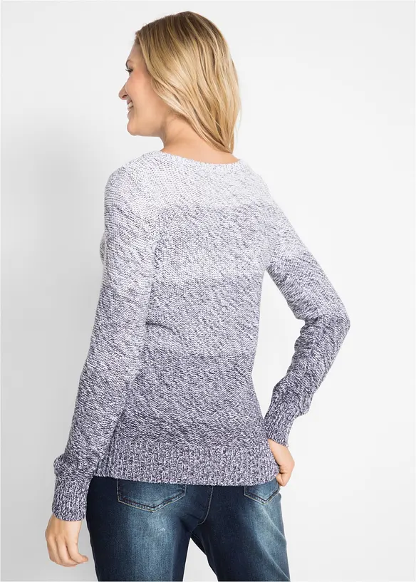 Grobstrick-Pullover mit Farbverlauf in grau von hinten (im Anschnitt) - bonprix