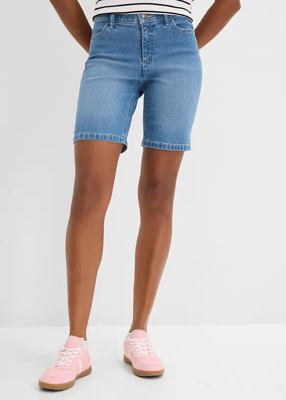 Jeans-Bermuda Mid Waist in blau von vorne - bonprix