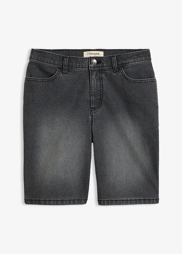 Jeans-Bermuda Mid Waist in schwarz von vorne - bonprix