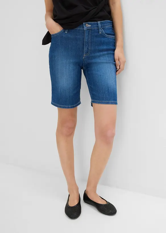 Jeans-Bermuda Mid Waist in blau von vorne - bonprix