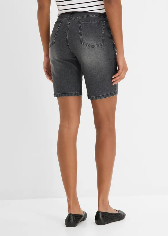Jeans-Bermuda Mid Waist in schwarz von hinten - bonprix