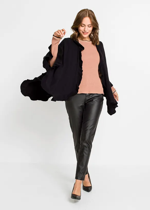Poncho mit Kaschmiranteil in schwarz von vorne (im Anschnitt) - bonprix
