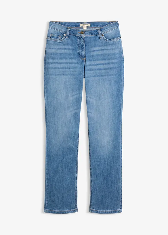 Straight-Jeans Mid Waist, Bequembund in blau von vorne - bonprix