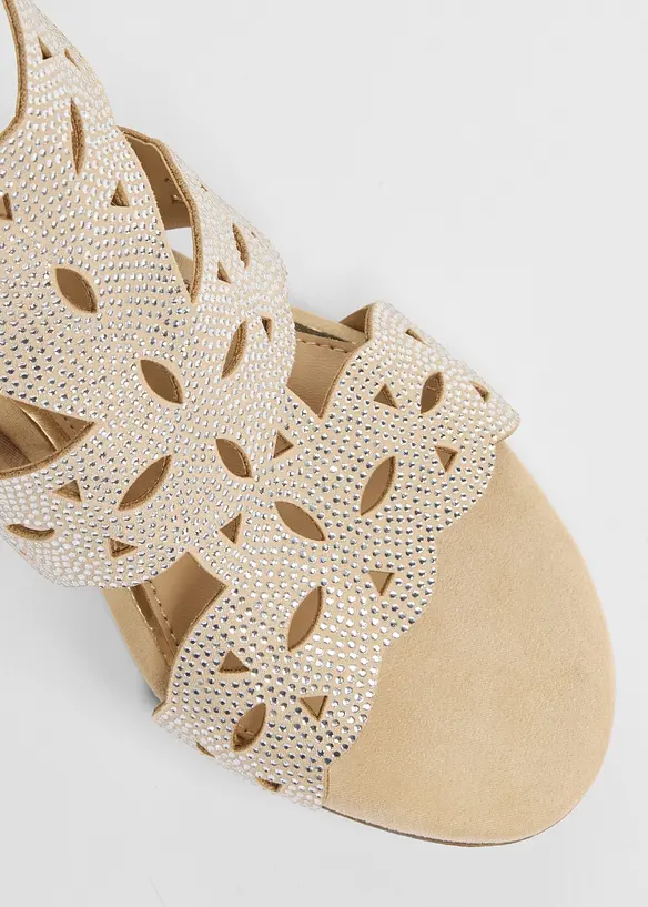Marco Tozzi Sandaletten mit Blockabsatz in beige - Marco Tozzi